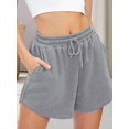 thumbnail image 5 of Women Sweat Shorts Casual Summer Comfy Lounge High Waisted Cotton Shorts with Pockets Gray L, 5 of 6