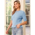 thumbnail image 4 of DARING DIVA Women's Lightweight Short Sleeve Sweater XS Light Blue, 4 of 6