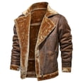 thumbnail image 3 of Men's Faux Leather Jacket Sherpa Aviator Bomber Jacket, 3 of 5