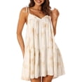 thumbnail image 1 of Gupgi Robe Mini Cami pour Femmes Imprimé Cocotier Bretelles Nouées Col en V Dos Nu Robe Fluide Robe de Vacances, 1 of 9