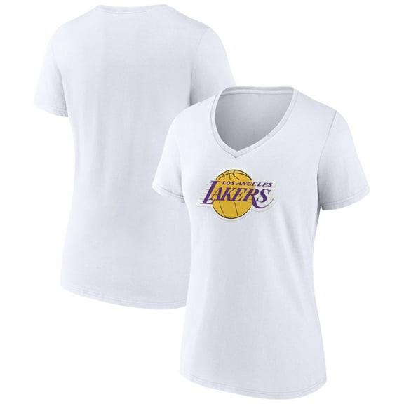 Women's White Los Angeles Lakers Alternate Logo V-Neck T-Shirt