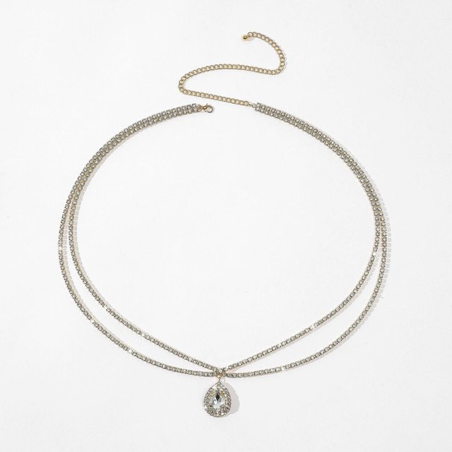 Waist chain for women, high-end summer decoration, full of diamonds, shiny water
