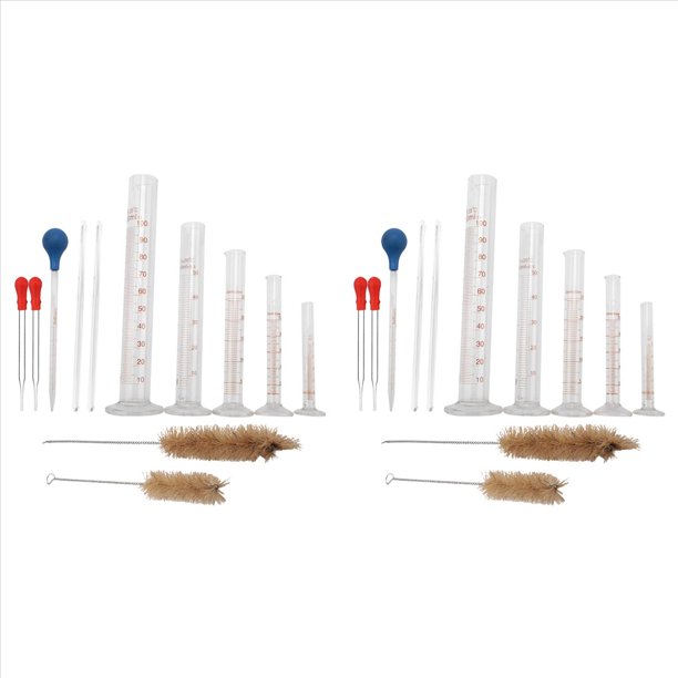 10X Juego de Cilindros Graduados, Cilindros de Medición de Vidrio de Borosilicato con Pipetas / Varillas Agitadoras / Cepillo Limpio