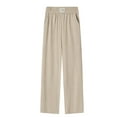 thumbnail image 6 of ManxiVoo Pull On Pants for Women Easy Dressing Trousers with a Streamlined Silhouette for All-Day Wear L Size Beige, 6 of 8