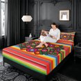 thumbnail image 3 of meiyoeat Colorful Fiesta King Sheets,Men Women,Folk Print Bedding For Men Women,4-Piece,1 Flat Sheet,1 Fitted Sheet and 2 Pillowcases, 3 of 6