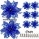thumbnail image 2 of 10/5/1 piezas 14,5 cm flores artificiales de Navidad con purpurina decoración del árbol de Navidad adornos de Feliz Año Nuevo flores falsas de Navidad natal, 2 of 5