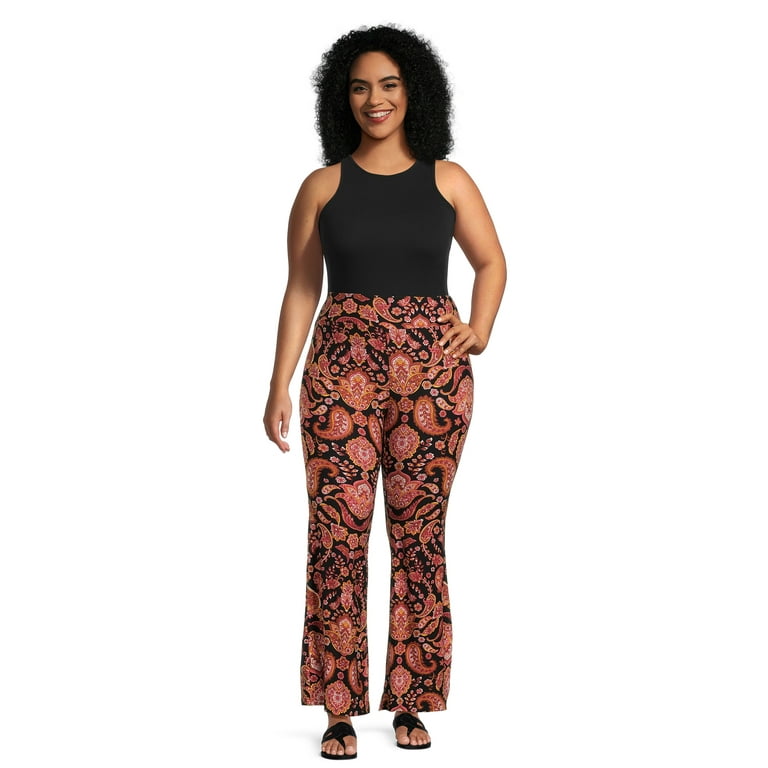 No Boundaries Juniors and Juniors Plus Flare Leggings with Foldover Waist,  Sizes XS to 3X 