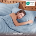 thumbnail image 4 of U by Bedsure Striped Queen Sheets Set, 4 Piece 16" Deep Pockets Soft Prewashed Microfiber Jacquard Bed Sheets, Blue, 4 of 9