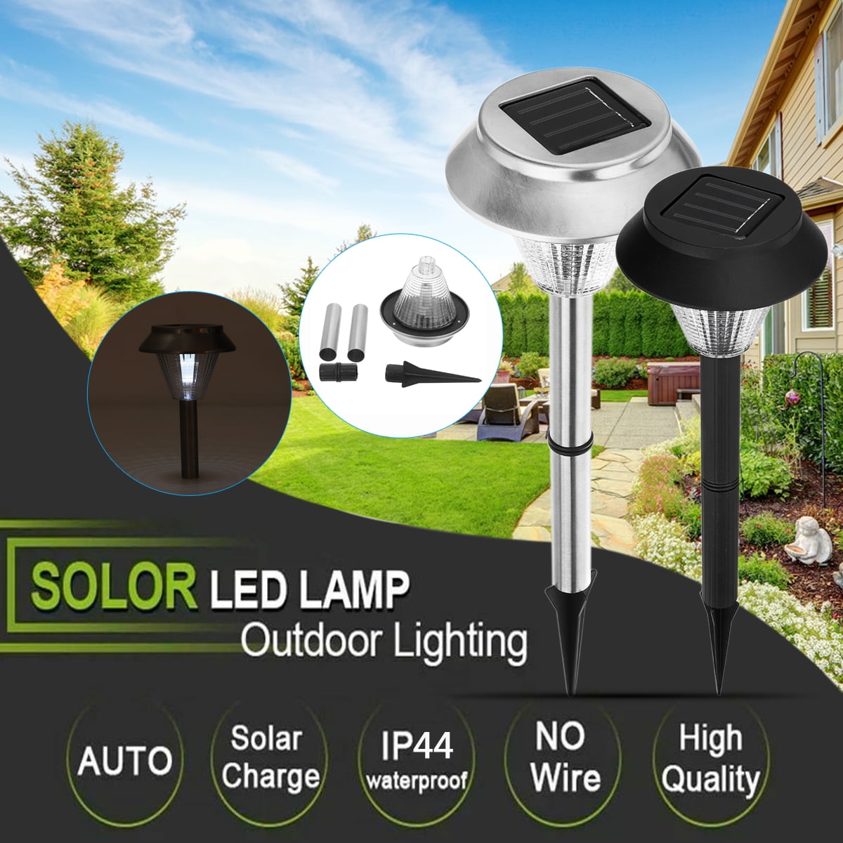 Details about   LED Outdoor Solar Powered Lantern Garden Lawn Landscape Lights Lawn Patio Yard 