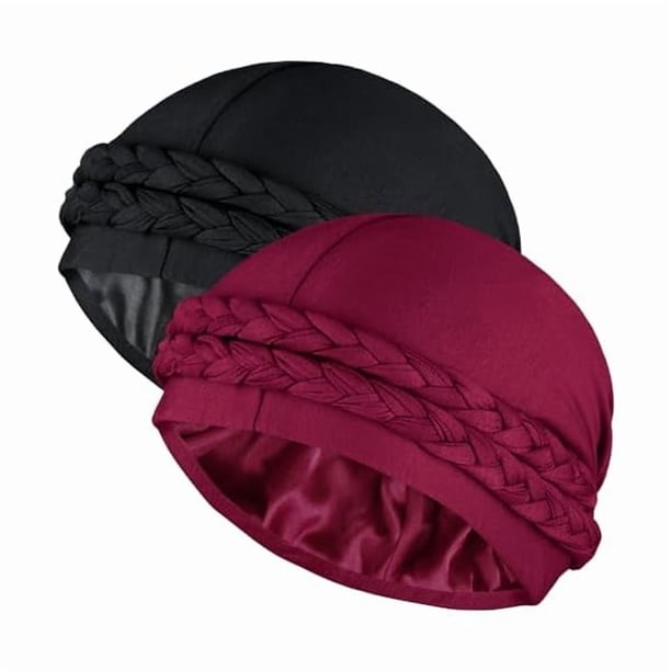 wonima11 Satin Lined Turban for Women Mens Halo Turban Silky Lined Durag for Waves Braids Locs Sleeping Bonnet Sleep Cap