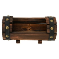 Corner Carbonized Wood Flower Box Breathable Flower Pot Office 20X9CM