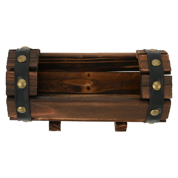 Corner Carbonized Wood Flower Box Breathable Flower Pot Office 20X9CM