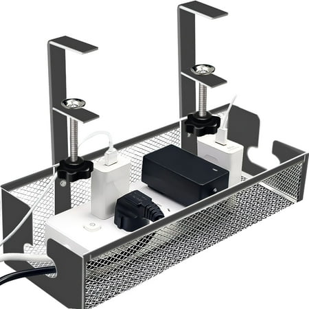 XIBUFE 2026 New Under Desk Cable Management Tray,No Drill L Cord Organizer to Conceal Wire for Office Home,Black for Desks,Workspaces,Computer Stations,Tv Setups,Entertainment Centers