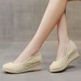 thumbnail image 5 of ZTTD Fashion Women Summer Slip-On Comfortable Wedges Shoes Beach Round Toe Breathable Sandals Beige, 5 of 9