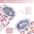 thumbnail image 5 of 40oz Fashion Leopard Pattern Stainless Steel Flip Straw Tumbler Spill Proof Travel Cup Double Wall Vacuum Insulated Coffee Mug with Top Handle, 5 of 6