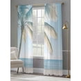 thumbnail image 5 of Blue Coastal Semi Sheer Curtains 108 Inch Length 2 Panels Set, Summer Palm Trees Vacation Watercolor Sheer Kitchen Curtain Privacy Voile Window Curtain for Living Room Bedroom Rod Pocket Drapes, 5 of 7