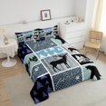 thumbnail image 3 of Elk Deer Comforter Set Rustic Lodge Cabin Bedding Sets,Woodland Animals Bear Moose Quilt Farmhouse Reindeer Pine Trees Duvet Insert Country Room Decor, 3 of 5
