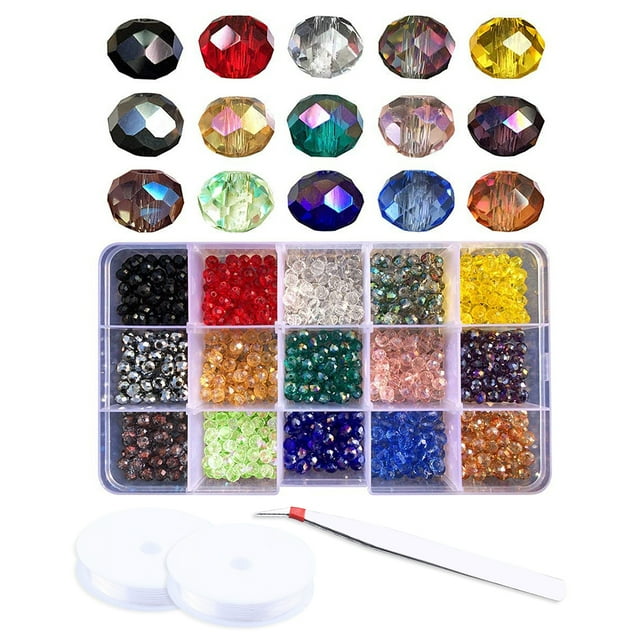 Coofit Loose Bead Set Artificial Crystal Bead Glass Bead Spacer Bead for Jewelry Making