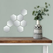 Blue Moon Studio Peel & Stick Silver Hexagon Wall Decals Adult Teen Tween, 8 Pack