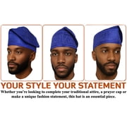 Blue Embroidered African Hand woven Aso Oke Hat