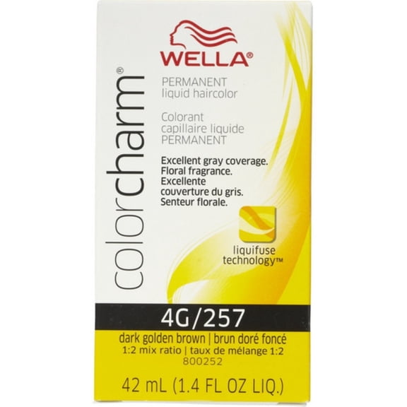 Wella COLOR CHARM, HAIR COLOR Liquid Haircolor 4g/257 Dark Golden Brown, 1.4 oz