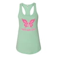 thumbnail image 2 of Wild Bobby, Butterfly Pink Ribbon Faith Hope Love, Breast Cancer Awareness, Women Racerback Tank Top, Mint, Small, 2 of 5