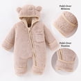 thumbnail image 6 of CUZIBR Baby Toddler Girls Romper Outfit Suit Solid Color Long Sleeve Full Zip Up Fuzzy Hooded Jumpsuit Footies Kids Boys One Piece Winter Thermal Warm Snowsuit Clothes Bodysuit,Light Gray,3-6 Months, 6 of 9