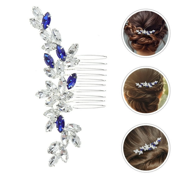 BESTYASH Sparkling Blue Rhinestone Wedding Hair Comb Alloy Side Comb for Bride and Formal Occasions