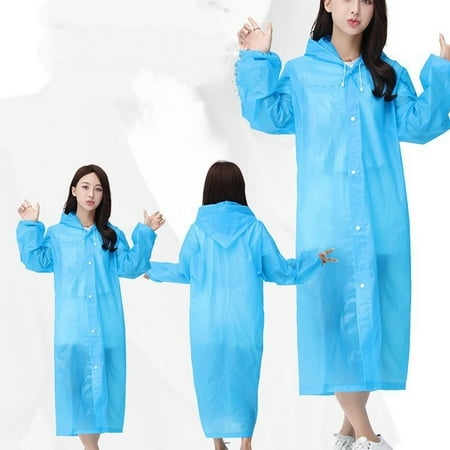 Rain Ponchos - Long Rain Poncho Waterproof Adult Raincoats with Hood Thick Transparent EVC Raincoat - Reusable Rain Coats for Women & Men