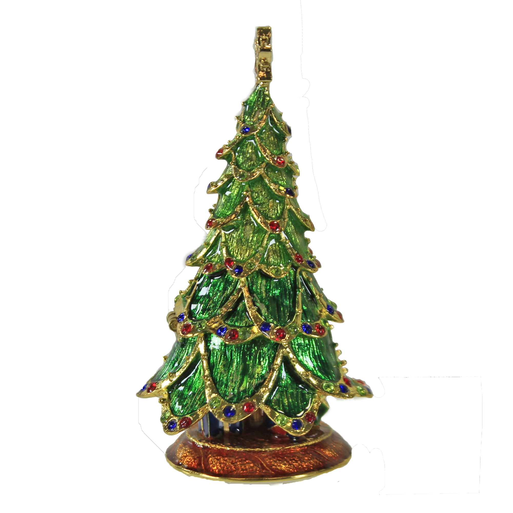 CHRISTMAS TREE   ENAMELED BEJEWELED TRINKET BOX   4053
