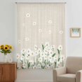 thumbnail image 3 of Spring Floral Sheer Curtains 63 Inches Long, White Daisy Farmhouse Linen Texture Light Filering Curtains, Breathable Simi Curtain Privacy Drapes for Living Room Bedroom Lightweight Window Treatment, 3 of 9