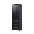 thumbnail image 2 of Torsi Modern Double Door Storage Cabinet with Drawers and Adjustable Shelves, Black, 2 of 11