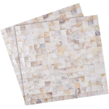 2 Sheets Mother of Pearl Peel and Stick Backsplash Mosaic Shell Renter Friendly Backsplash Self Stick Paper Wall Tiles for Kitchen Bathroom Bedroom Wall Art Decor 11.8inch(30cm) DIY
