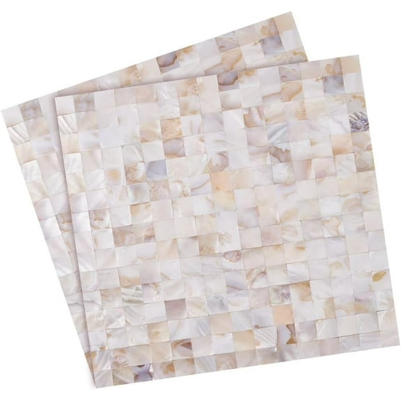 2 Sheets Mother of Pearl Peel and Stick Backsplash Mosaic Shell Renter Friendly Backsplash Self Stick Paper Wall Tiles for Kitchen Bathroom Bedroom Wall Art Decor 11.8inch(30cm) DIY