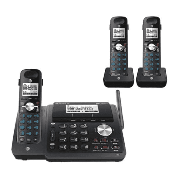 AT&T TL88102BK 2-Line DECT 6.0 Cordless Phone with Answering System and 2 Handsets, Black