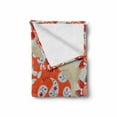 thumbnail image 2 of Animal Soft Flannel Fleece Throw Blanket, in Paisley Style Floral Drawing Print Flowers of Spring Pattern, Cozy Plush for Indoor and Outdoor Use, 50" x 70", Orange White and Red, by Ambesonne, 2 of 6