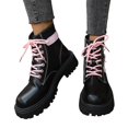 thumbnail image 5 of Women's Love Ankle Boots Combat Boots Lace Up Lug Sole Leather Side Zipper Goth Riding Short Booties, 5 of 5