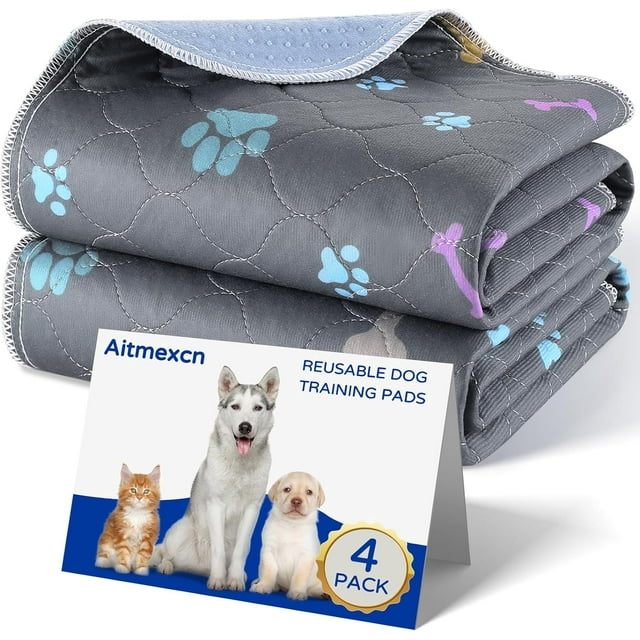 YIXIGGC 4 Pcs Tapis de Pipi Lavable pour Chiot, Tapis d'Entraînement 100 % Imperméable pour Chiot/chien Senior, Séchage Rapide Tapis Réutilisables pour Chiot Intérieur, Extérieur et Voyage en Voiture 18 x 24 DYF329-3004