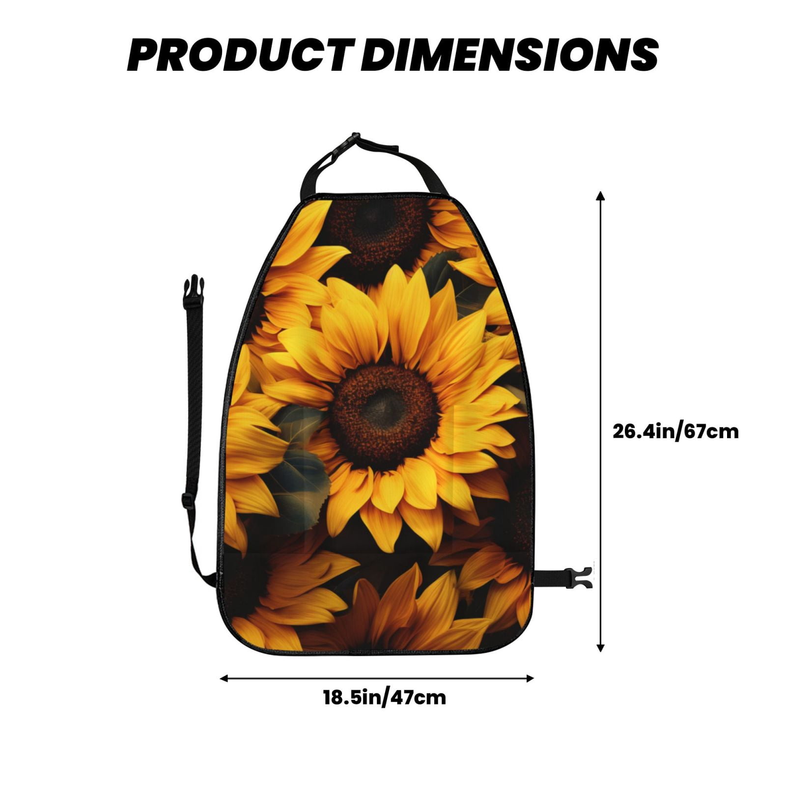 Kdxio Vibrant Sunflower Blooms Print 2 Pack Car Kick Mat Seat Cover Back Protector Mat with Pockets for Organizer Backseat Protector and Storage Anti Kick Pad for Vehicles
