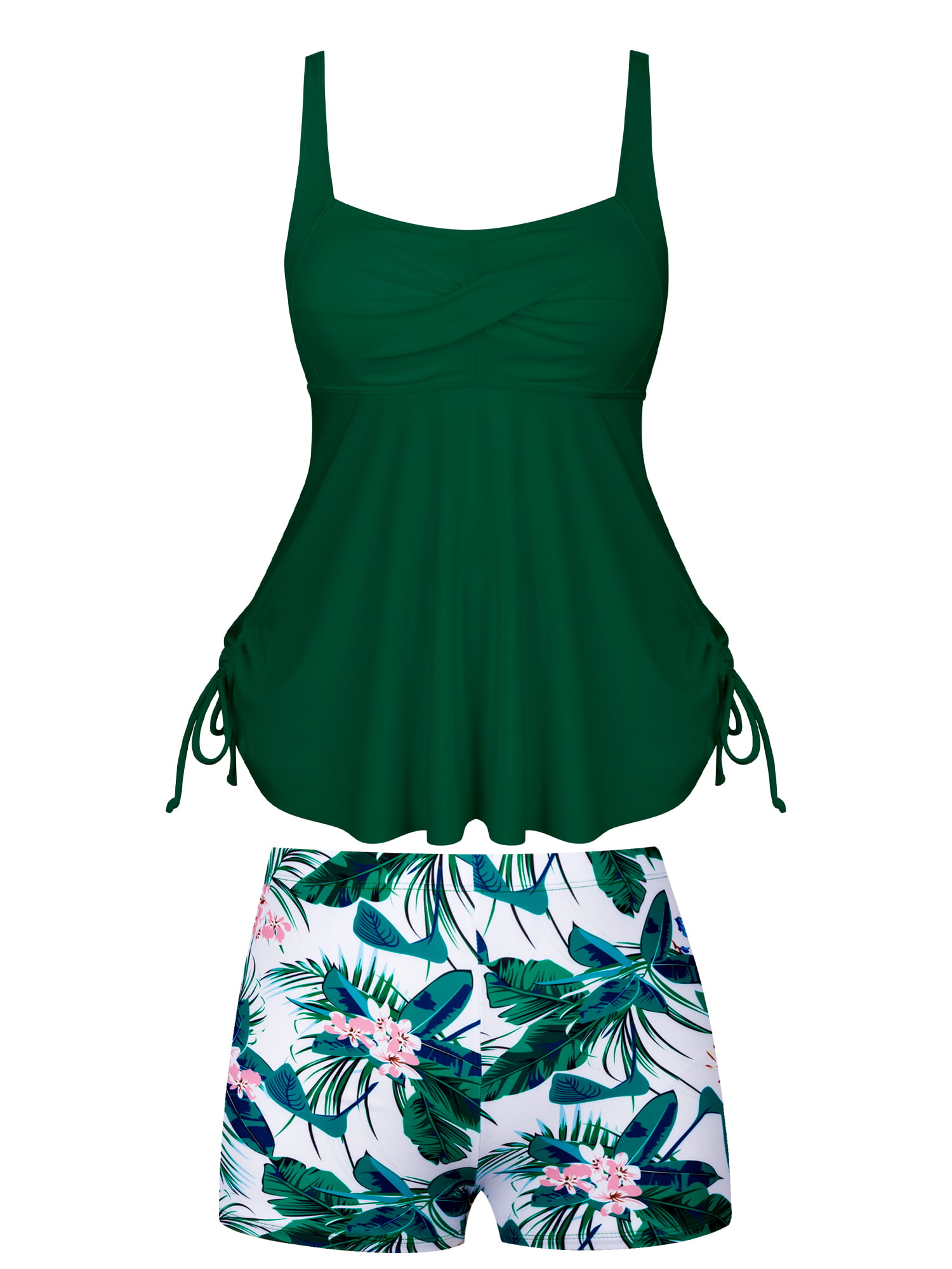Ecupper Womens Tankini Sets Plus Size Swimsuit Two Piece Swimwear Bathing  Suits with Boyshorts Green Leaf S : : Clothing, Shoes & Accessories