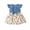 Blue, variant on Girls Dresses Summer Back to School Flutter Sleeve Lace Bowknot Allover Print Casual Dress Size 1-2Y