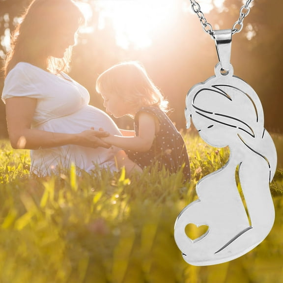 HOARBOEG Mother Necklace Heart Shaped Opal Pendant Jewelry for Expecting Moms Stainless Steel Gift for Wife Girlfriend on Mothers Day Birthday Anniversary Valentine’s Day