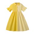 thumbnail image 2 of NAISIBABY Girls A-Line Dress, Striped Color Block Ruffle Sleeve Sweet Shirt Dress Yellow 12-13T, 2 of 9