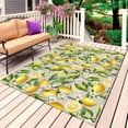 thumbnail image 4 of Outdoor Rug 3x5 ft Floral Lemon Outdoor Large Area Rug Non Slip Rubber Summer Fruit Green Leaves Grey Front Door Mat RV Rug Camping Carpet Patio Outdoor Rugs for Backyard Balcony Deck Porch Indoor, 4 of 9