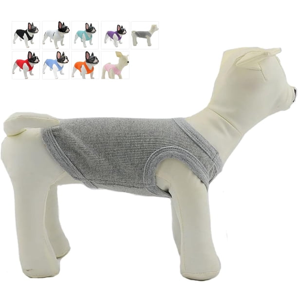 Lovelonglong 2019 Ropa De Verano Para Mascotas Ropa Para Perros Camisetas En Blanco Camisetas Sin Mangas Acanaladas Chalecos De Hilo Superior Para Perros Grandes, Medianos Y Pequeños 100% Algodón Gris