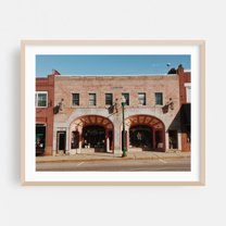 Ellsworth Architectural - Ellsworth Maine Photography Architecture Vintage Street Photography Art Deco City Travel Poster Rustic Oak Framed Wall Art Print 12 x 16 inches