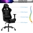 thumbnail image 5 of YRLLENSDAN Gaming Chair Racing Office Chair Ergonomic Desk Chair Massage PU Leather Recliner PC Computer Chair with Lumbar Support Headrest Armrest Footrest Rolling Swivel Task Chair, Black, 5 of 7