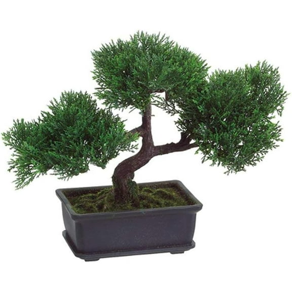 Mini Artificial Cedar Bonsai Tree House  - 9" Tall