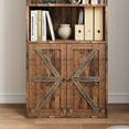thumbnail image 7 of Bookcase with Doors, 71.4in Tall Farmhouse Bookcases with Cabinet, Wooden 6 Shelf Bookshelves for Bedroom, Living Room, Home Office, Brown, 7 of 7
