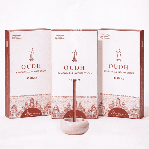 Sadhna.co Oudh Bambooless Incense Sticks, Clean-Burning Natural Agarbatti, Pack of 120